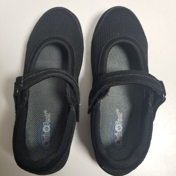 Orthofeet Women's Springfield Stretchable Black Mary Janes Shoes Sz 8 Wide - Picture 3 of 9